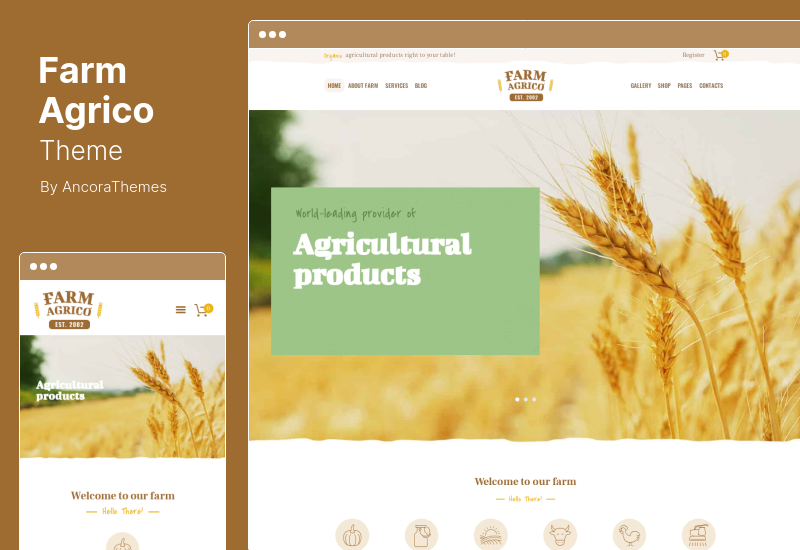 Farm Agrico 테마 - 농업 비즈니스 및 유기농 식품 WordPress 테마