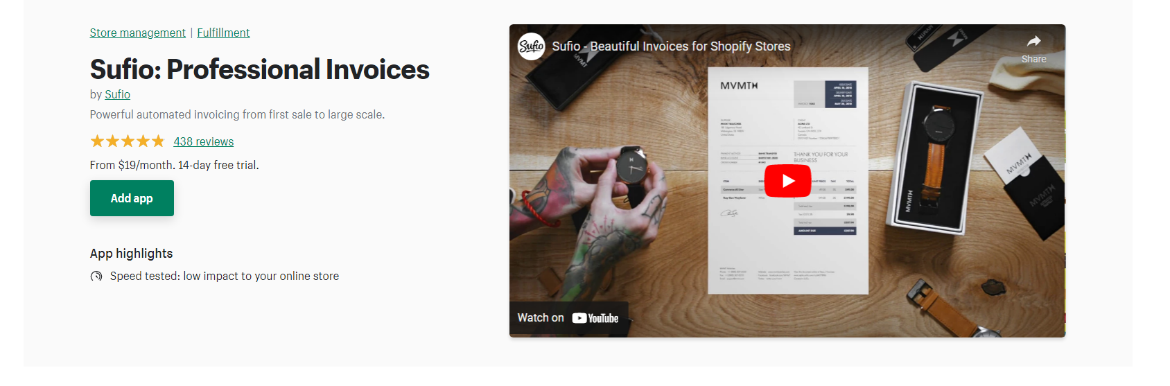 Sufio - Shopify-Rechnungs-App