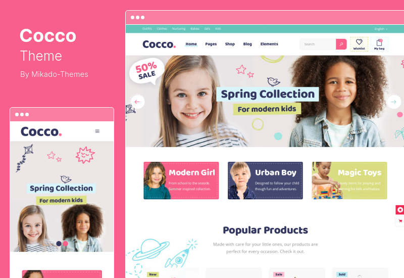 Cocco テーマ - キッズストアとベビーショップの WordPress テーマ