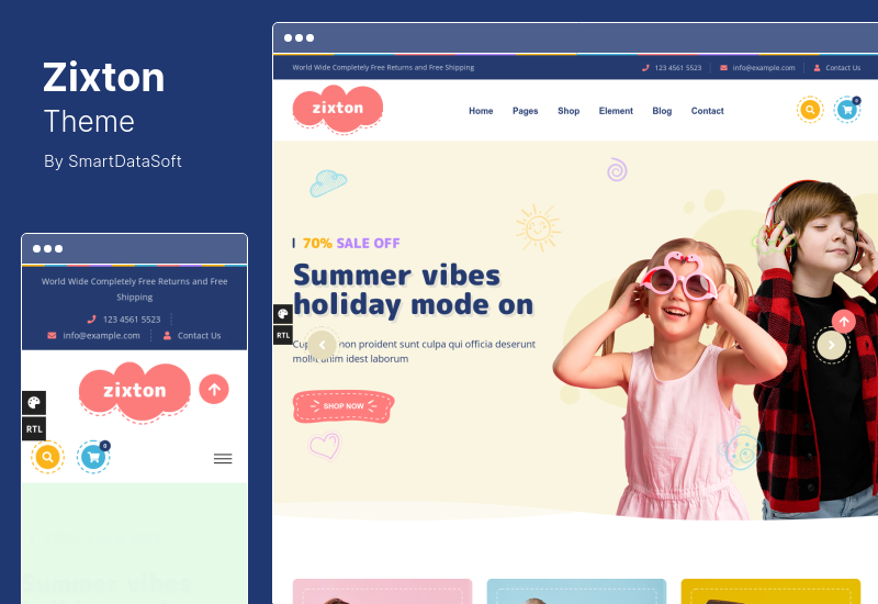 Zixton Theme - ベビーファッション WooCommerce Theme