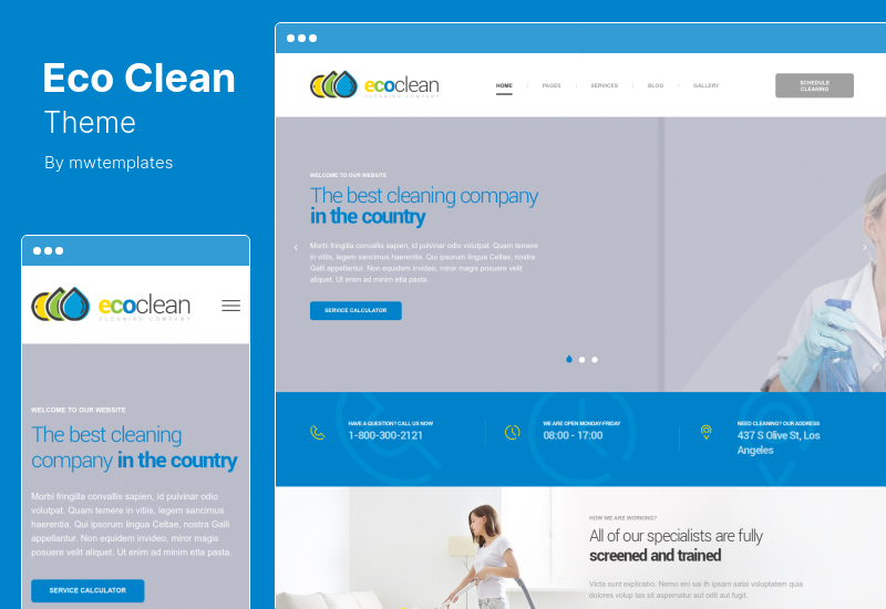 EcoClean 테마 - 집 청소 회사 WordPress 테마