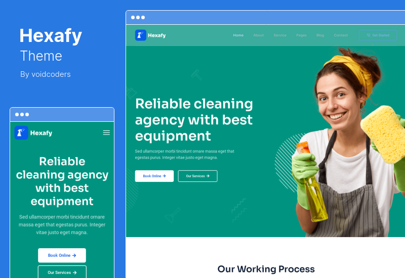 Hexafy 테마 - 청소 회사 WordPress 테마