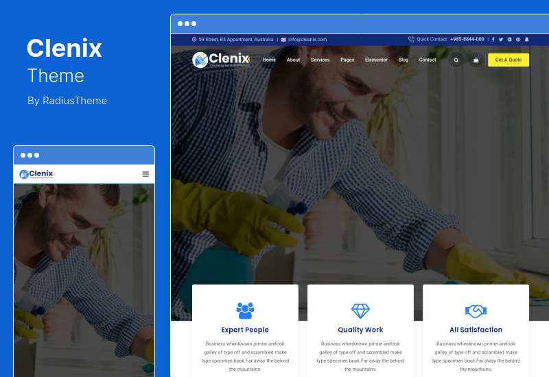 Clenix 테마 - 청소 서비스 WordPress 테마
