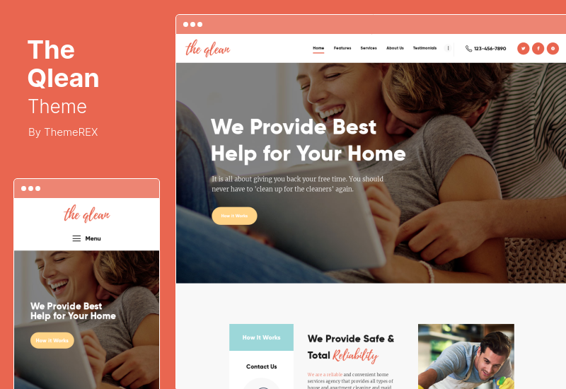 Qlean 테마 - 가사, 세탁 및 청소 회사 WordPress Theme