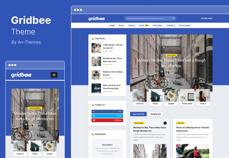 Gridbee 主题 - 内容共享 WordPress 主题