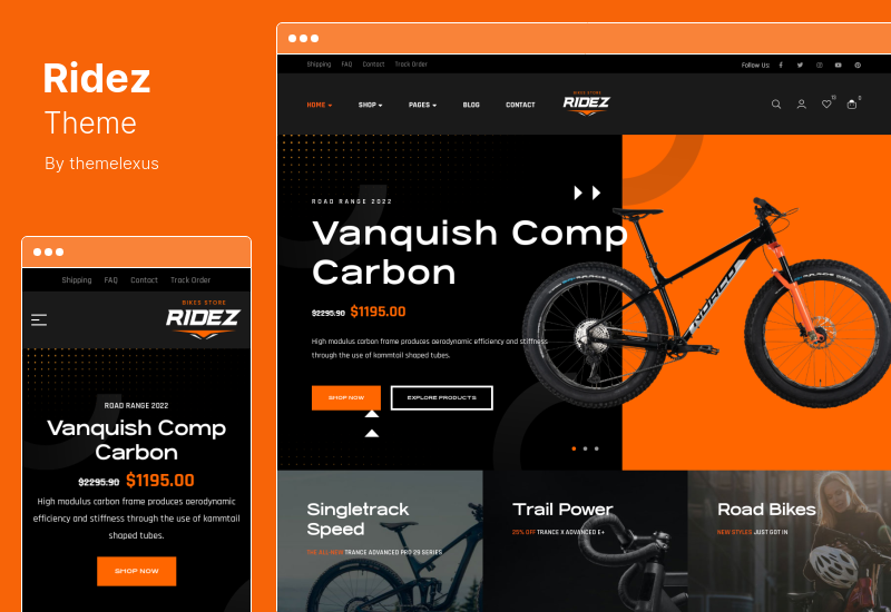 Ridez 主题 - 自行车商店 Elementor WordPress 主题