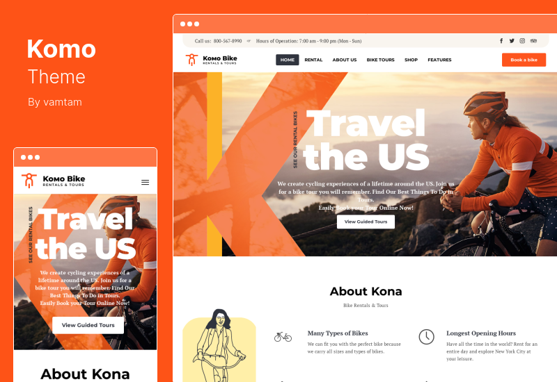 Komo 主题 - 自行车租赁店 WordPress 主题