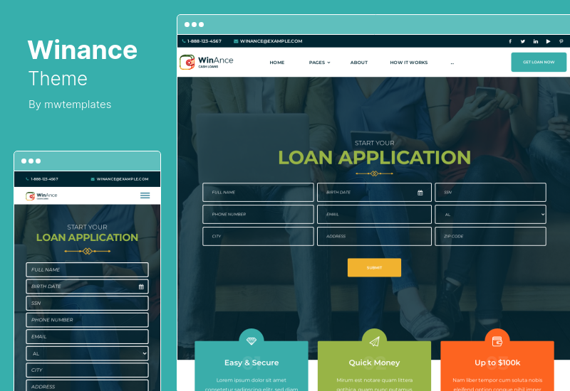 Winance テーマ - 金融会社の WordPress テーマ