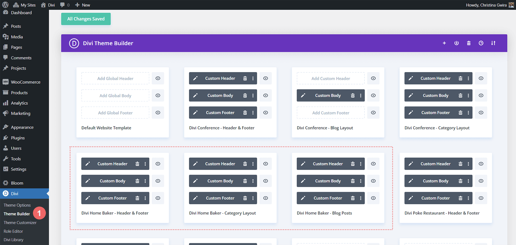 القوالب داخل Divi Theme Builder