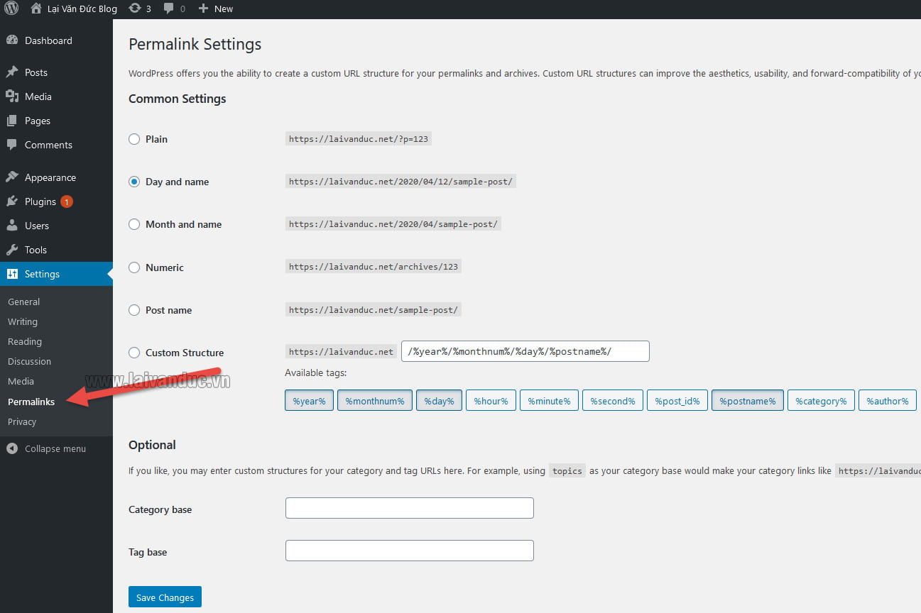 Schritt 4 Permalink zum Erstellen einer WordPress-Website