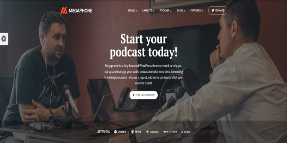 Pagina iniziale del sito Web ufficiale del tema del megafono