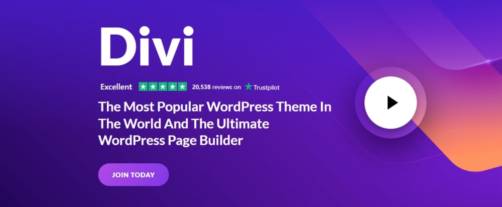 Pagina iniziale del sito Web del tema Divi