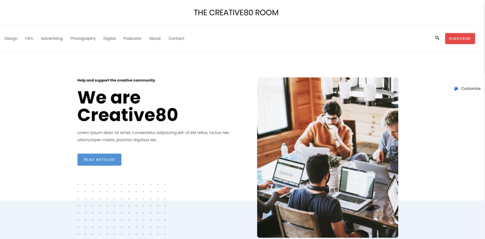 Modello di blog creativo astra