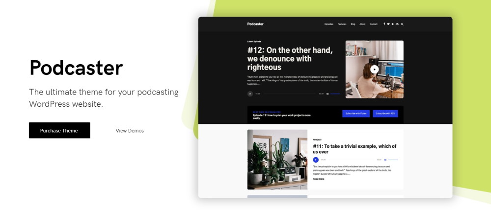 podcaster Pagina iniziale del sito Web del tema WordPress