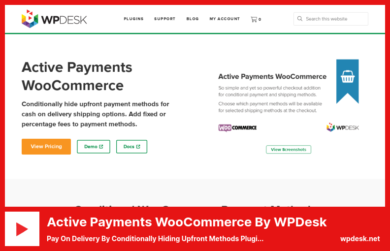 Active Payments WooCommerce by WPDesk Plugin - Pago contra entrega Ocultando condicionalmente el complemento de métodos iniciales