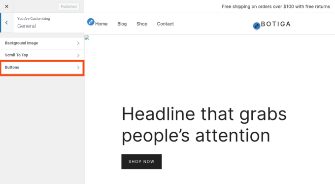 WordPress カスタマイザーの一般設定オプション
