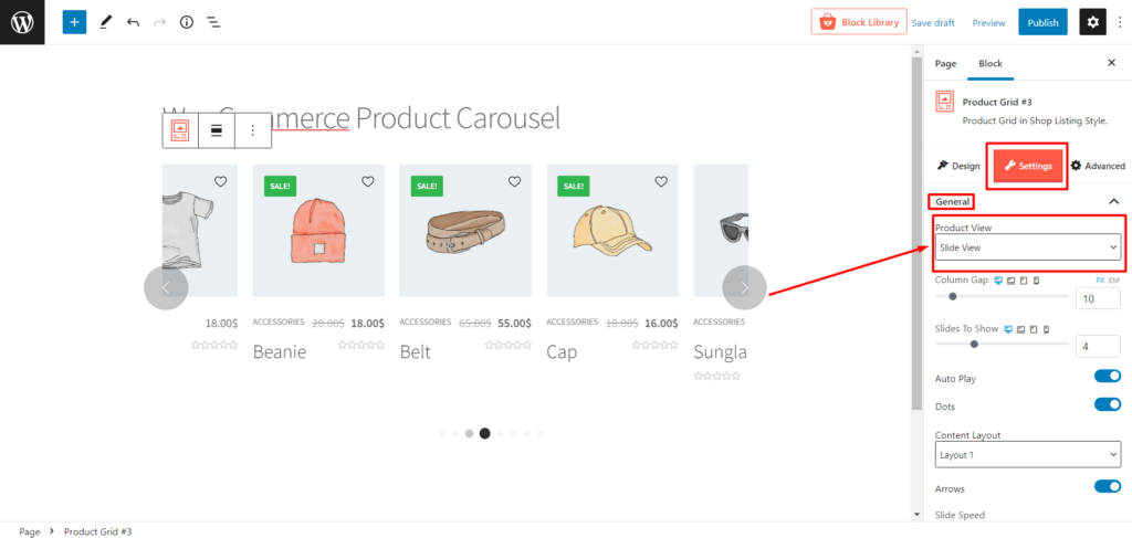 Cara Menambahkan Carousel Produk WooCommerce 5 Select Slide View