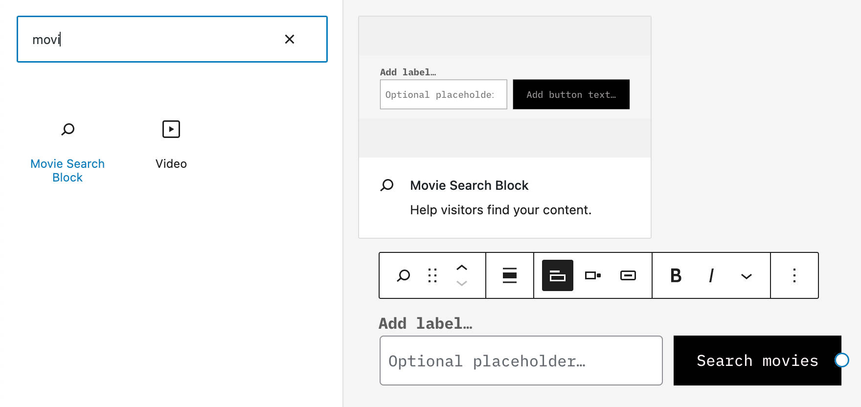 WordPress 6.1 sekarang memiliki variasi blok Pencarian khusus di penyisip blok