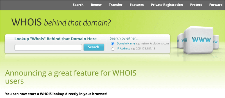 whois-domain-search-network-solutions - IsItWP - Detector de temas de WordPress gratuito WHOIS tool