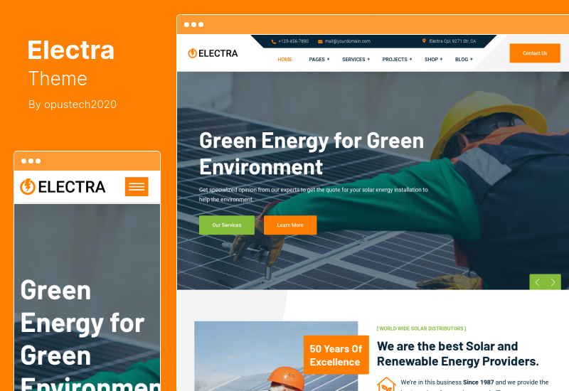 Tema Electra - Tema WordPress per energia solare e rinnovabile