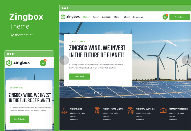 Tema Zingbox - Tema WordPress per l'energia eolica e solare