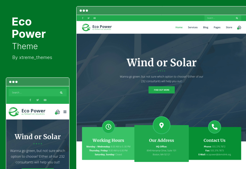 Tema EcoPower - Tema WordPress per aziende di energia alternativa e energia solare