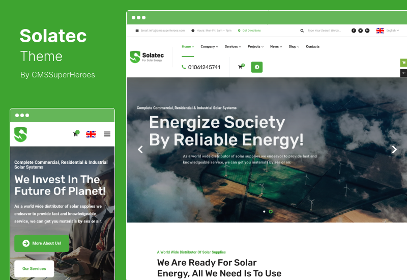 Tema Solatec - Ecologia ed energia solare Tema WordPress