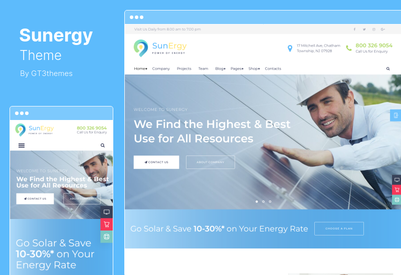 Tema Sunergy - Tema WordPress per l'energia verde eolica e solare