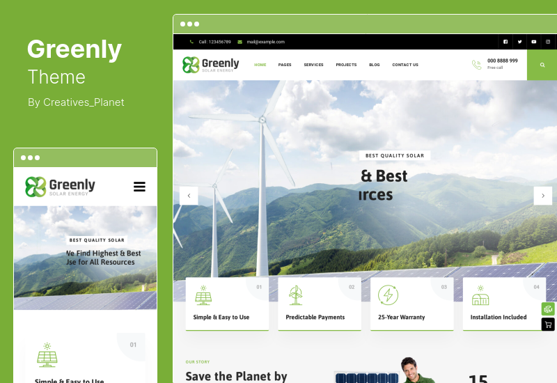 Tema Greenly - Tema WordPress per l'ecologia e l'energia solare