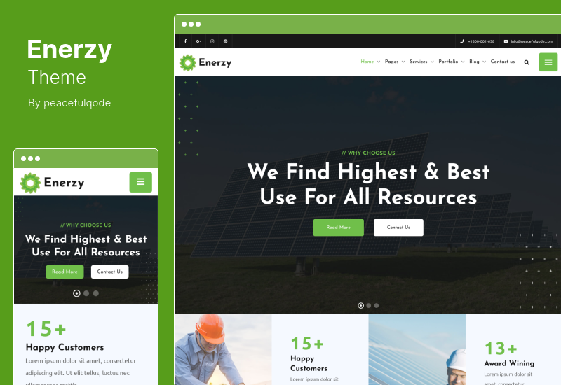 Tema Enerzy - Tema WordPress per l'energia eolica e solare