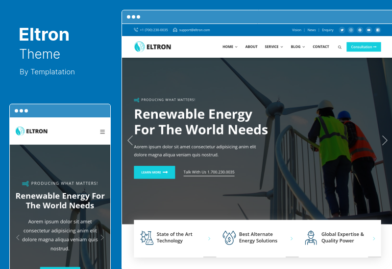 Tema Eltron - Tema WordPress per l'energia solare