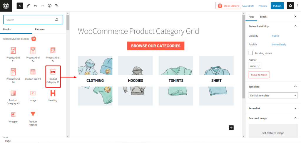 Come visualizzare la griglia delle categorie di prodotti WooCommerce 5 Adding Product Category Blocks