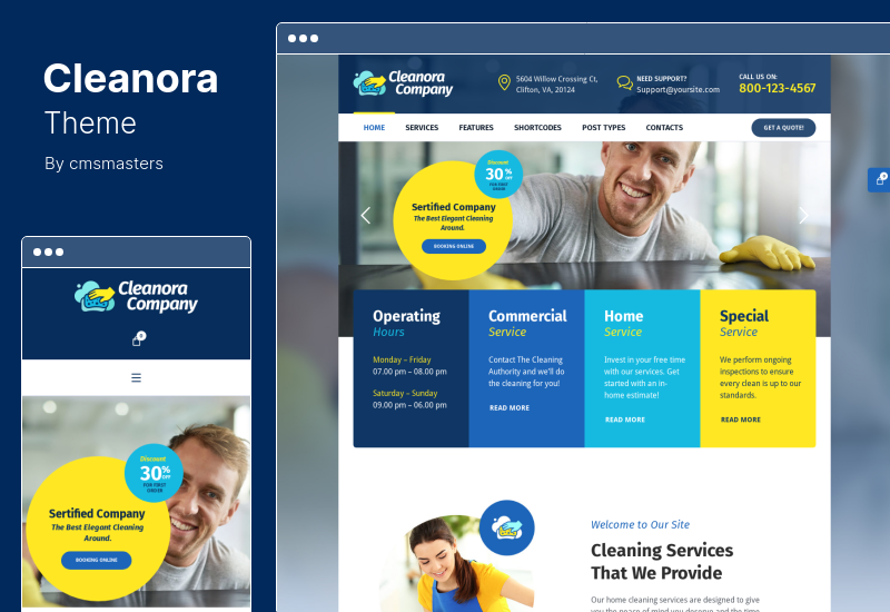 Cleanora 테마 - 청소 서비스 WordPress 테마