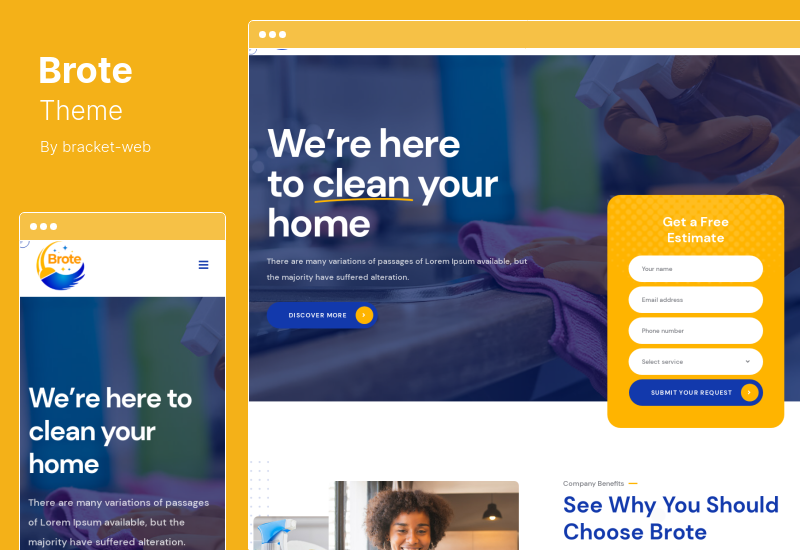 Brote 테마 - 청소 서비스 WordPress 테마