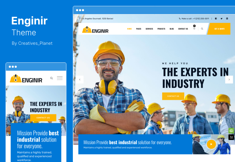Enginir 테마 - 산업 및 엔지니어링 다목적 WordPress 테마