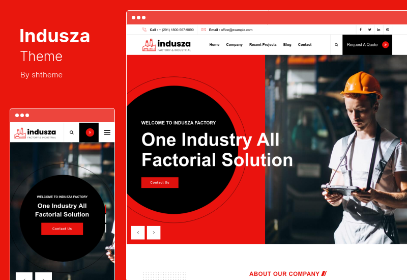 Indusza 테마 - 산업 및 공장 WordPress 테마