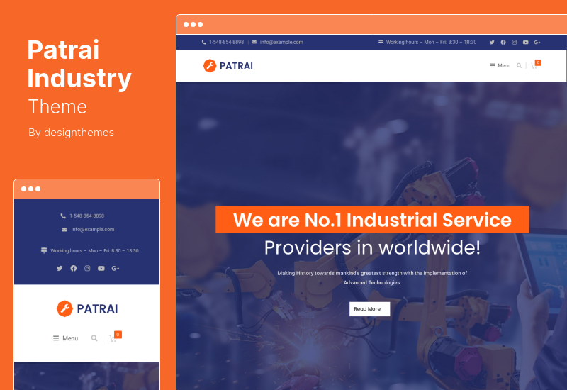 파트라이 산업 테마 - 산업 WordPress 테마