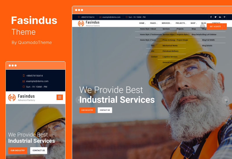 Fasindus 테마 - 산업 및 공장 WordPress 테마