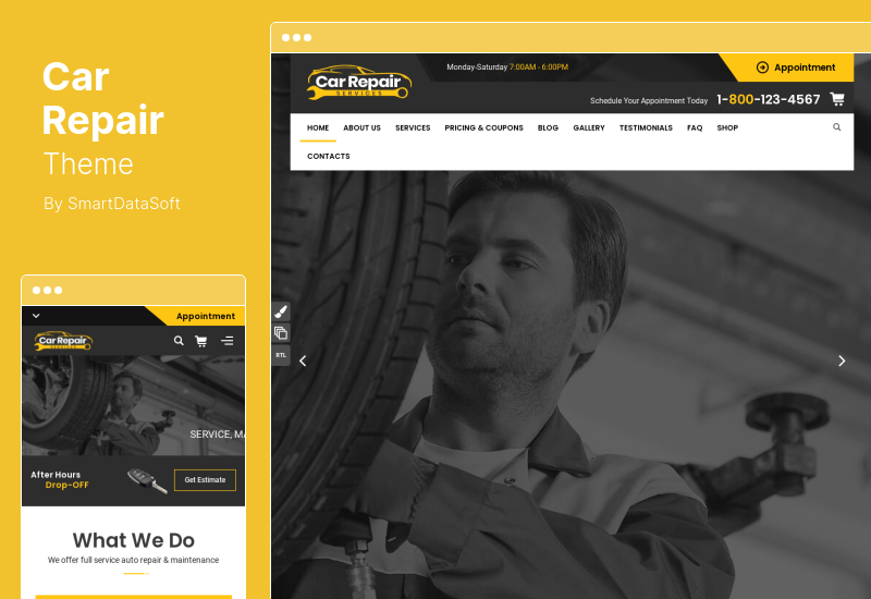 Tema de reparo de carro - Serviços de reparo de carro e tema WordPress de mecânico de automóveis