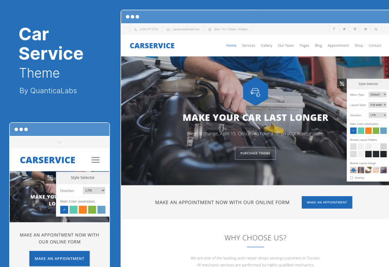 Tema de serviço de carro - Tema WordPress de mecânico de automóveis e reparo de carros