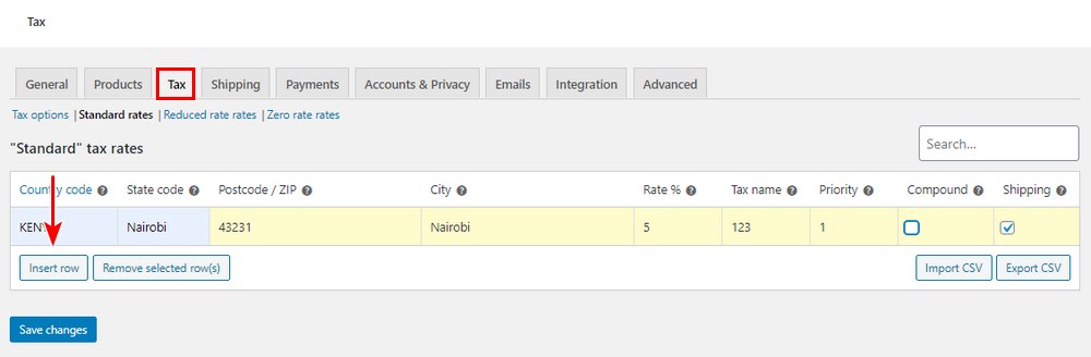 Configuración de impuestos de WooCommerce