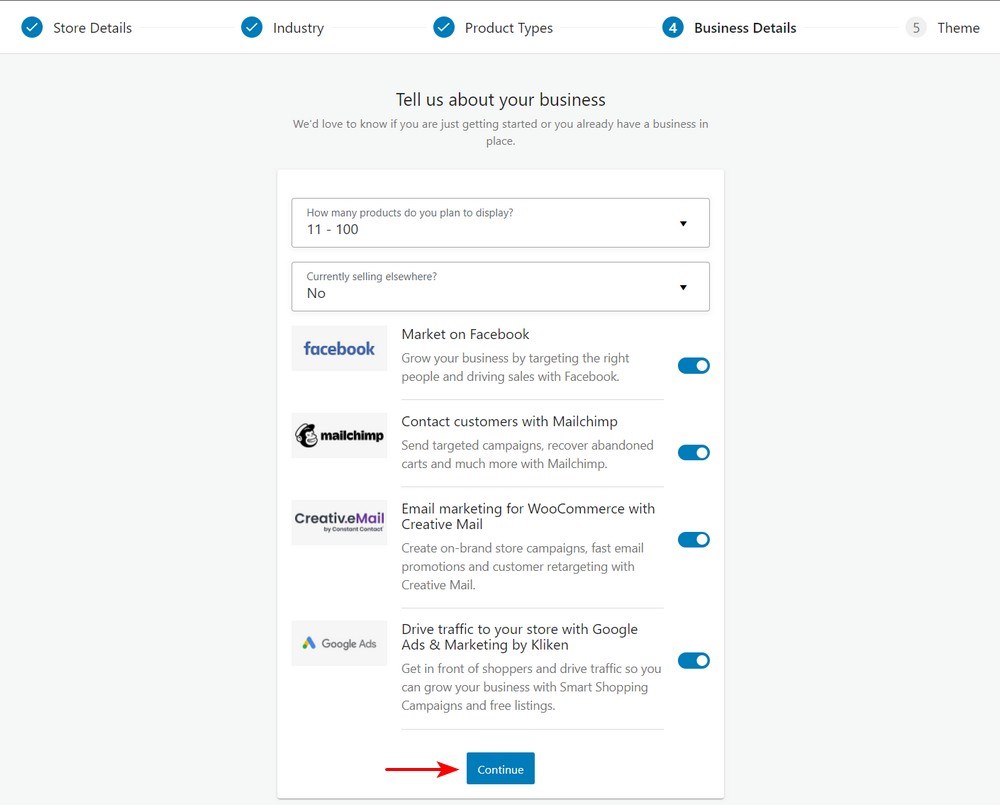 Asistente de configuración de WooCommerce 4