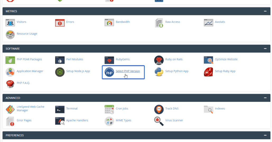 Panel de control de cPanel
