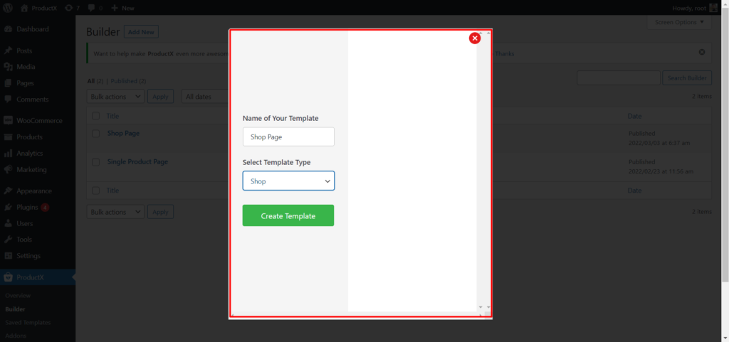 Come abilitare la visualizzazione rapida di WooCommerce nella pagina del negozio 4 Create a new WooCommerce shop page template