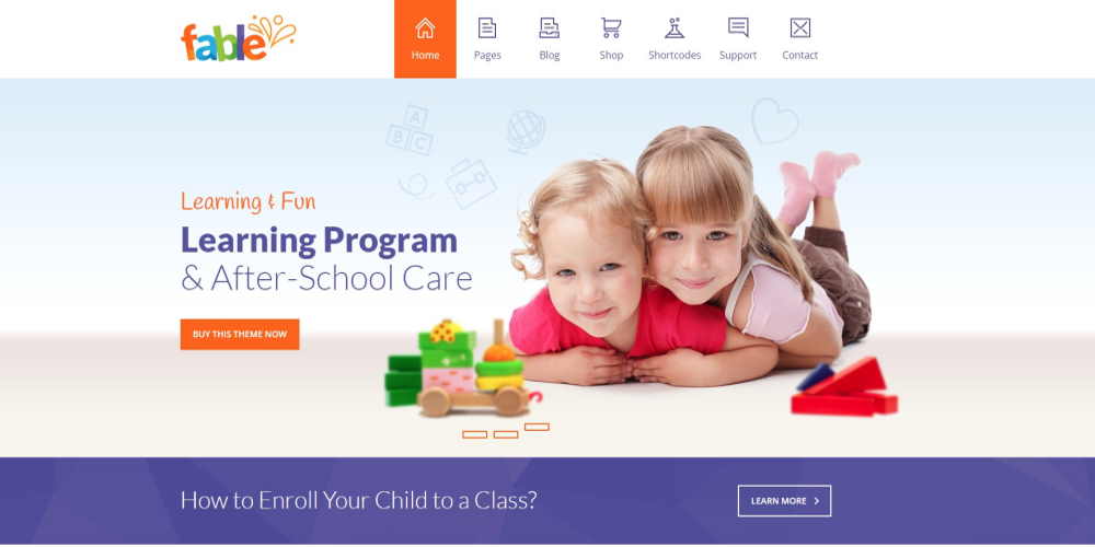 Домашняя страница демо темы Fable WordPress