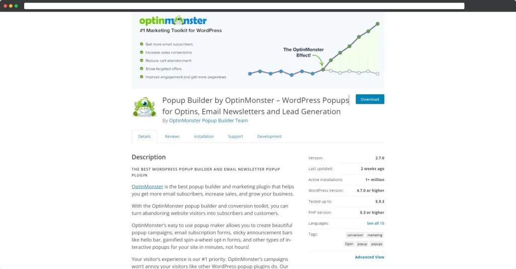 OptinMonster による Popup Builder – Optins、メール ニュースレター、およびリード ジェネレーション用の WordPress ポップアップ