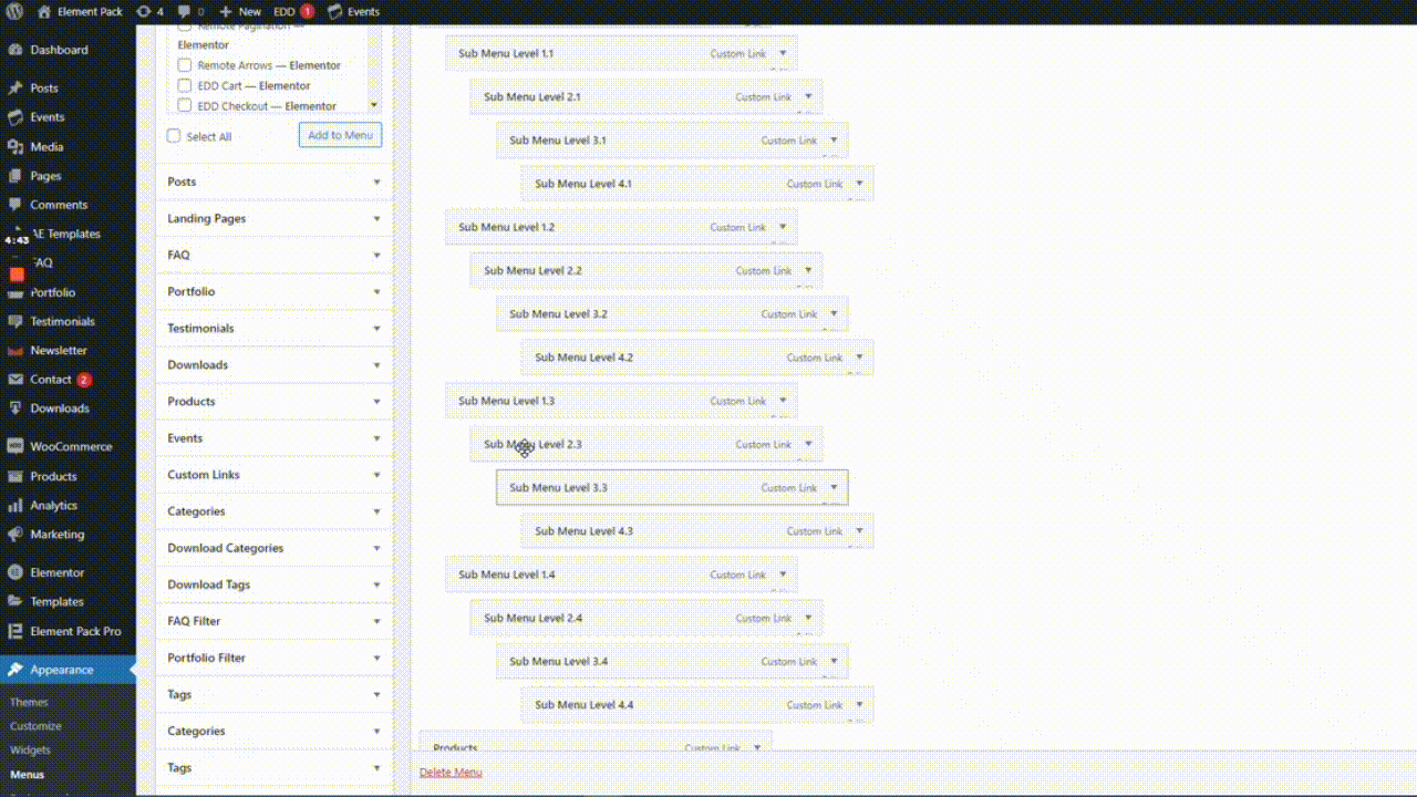 Nav Menu 6 で Elementor Hybrid ヘッダーを作成する方法 Part 02 GIF - BdThemes