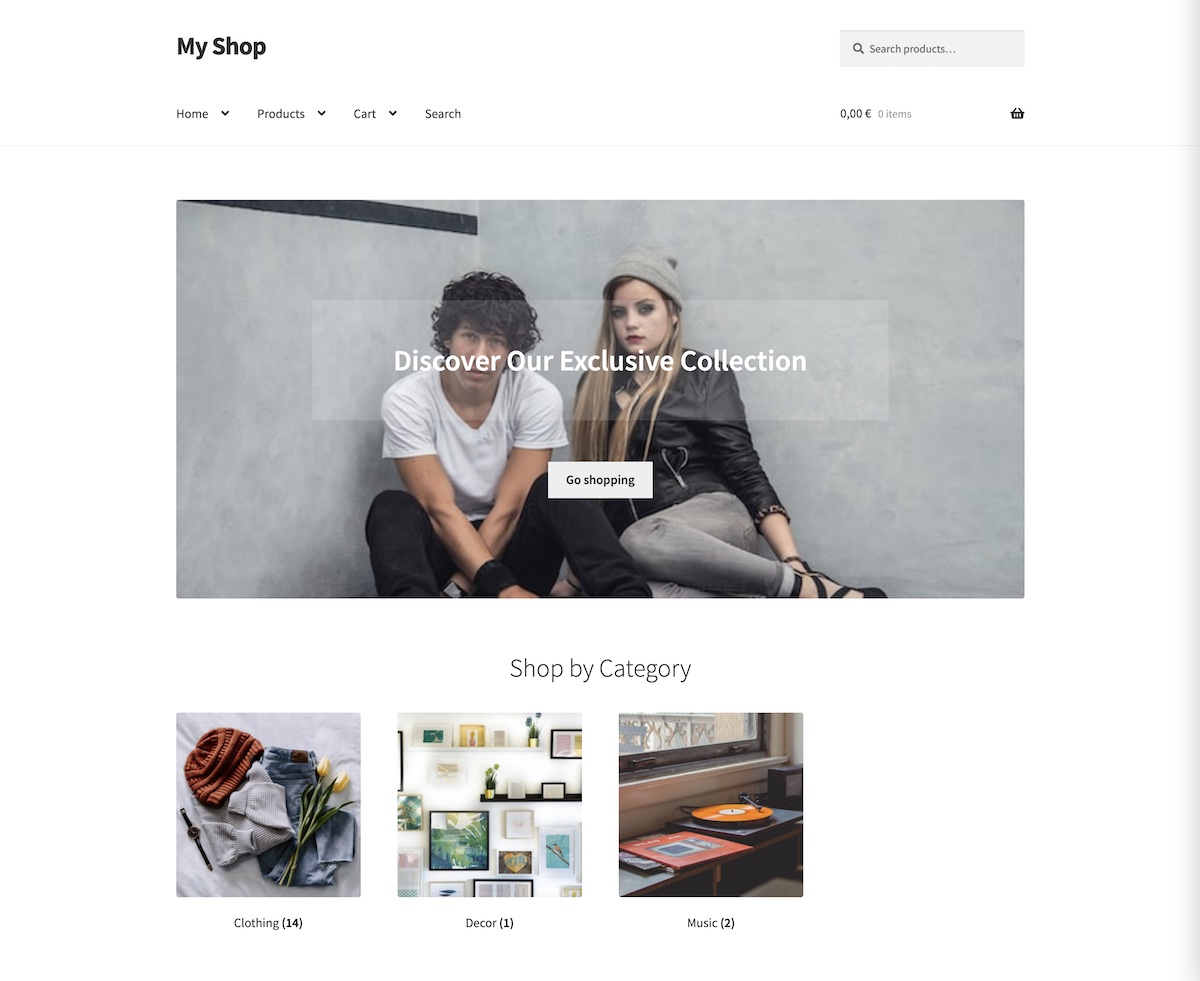 Пример домашней страницы магазина WooCommerce