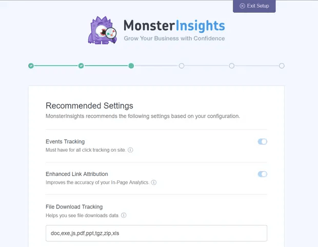 Рекомендуемые настройки MosnterInsights