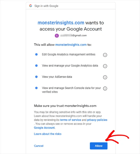 Разрешения MonsterInsights